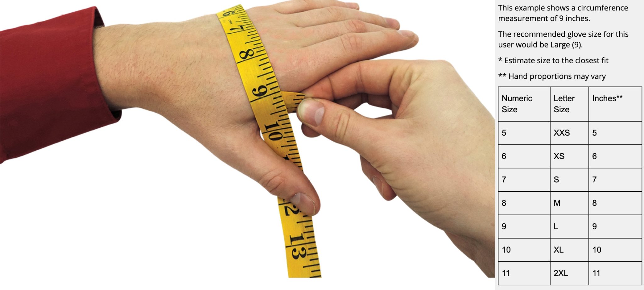 glove measuring guide