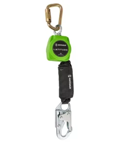 Línea de Vida Retráctil de Correa de 6', Gancho de Acero y Mosquetón de Acero - Modelo 019-5044