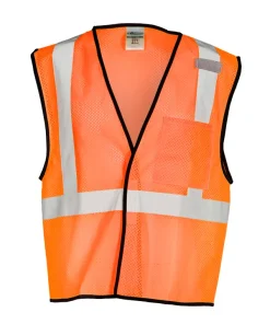 Chaleco de Malla Naranja con Bolsillo Único y Cierre de Gancho y Felpa (Velcro), Clase 2 - Modelo 1194