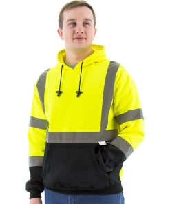 Sudadera con Capucha Tipo Pullover de Alta Visibilidad Majestic Safety, Amarillo de Alta Visibilidad, Clase 3 – Modelo 75-5327
