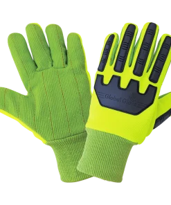 Guantes de Algodón Cordonado de Alta Visibilidad con Protección contra Impactos - Modelo C19GCPB