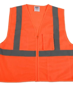 Chaleco de Malla con Cierre, Múltiples Bolsillos, Naranja de Seguridad - JS1004