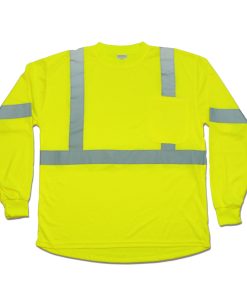 Camiseta de manga larga Wickmaster Clase 2 con bolsillo, rayas cosidas – 2000YLS