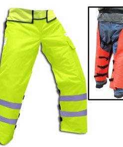 Chaps para motosierra Forester de longitud ajustable 35"-42" tipo envolvente - Verde Seguridad CHAP1237