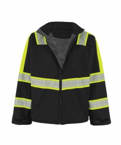 FrogWear® HV - Chaqueta Softshell Negra Premium con Forro Sherpa de Alta Visibilidad - EV-SJ1