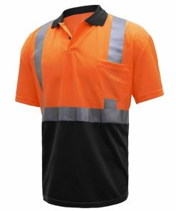 Polo de Alta Visibilidad Naranja con Parte Inferior Negra, Protección Solar SPF 50 – 5004