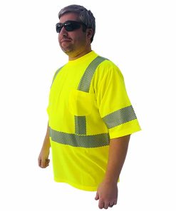 Camiseta de Alta Visibilidad con Mangas Cortas y Rayas Divididas, Clase 3
