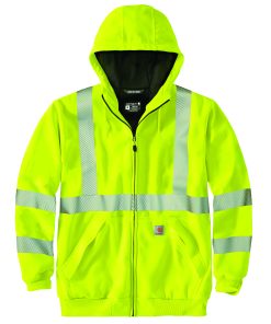 Sudadera Carhartt 104988 de Alta Visibilidad, Ajuste Holgado, Peso Medio, Forro Térmico, Cierre Completo, Clase 3.