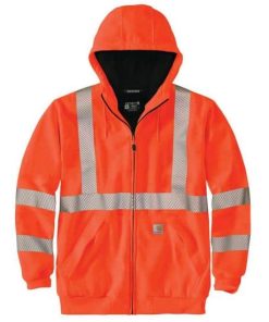 Sudadera Carhartt 104988 de Alta Visibilidad, Ajuste Holgado, Peso Medio, Forro Térmico, Cierre Completo, Clase 3 - Color Naranja