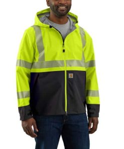 Chaqueta Impermeable Carhartt de Alta Visibilidad Storm Defender, Ajuste Holgado, Peso Medio, Clase 3.