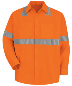 Camisa de trabajo de manga larga de alta visibilidad para hombre - Naranja, Tipo R, Clase 2 – SS14OF
