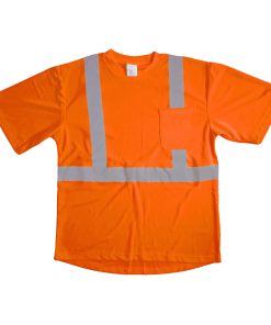 Camiseta **Wickmaster** con bolsillo y franjas cosidas – Naranja de alta visibilidad – 2000-O