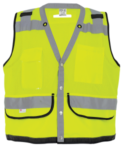 Chaleco de seguridad para supervisor FrogWear® HV ligero de alta visibilidad, malla y sólido, color amarillo/verde - GLO-059