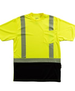 Alta Visibilidad Xtreme Visibility - Clase 2, camiseta de manga corta con franjas segmentadas, absorción de humedad y parte inferior negra - ST2025B