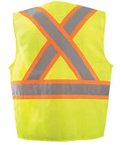 Chaleco de Supervisor de Alta Visibilidad Bicolor con Diseño en "X" en la Espalda y Malla – Modelo ECO-ATRNSMX-Y