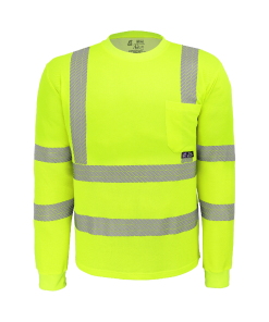 FrogWear® Camiseta de Alto Rendimiento HV Premium de Bambú/Poliéster de Manga Larga con Tecnología Autotranspirable - Modelo GLO-217LS