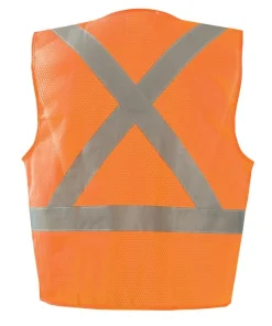 Best Vest – Chaleco de Malla Estándar Clase 2, con Cierre, Diseño en X en la Espalda – Naranja de Seguridad – Modelo JS1013X